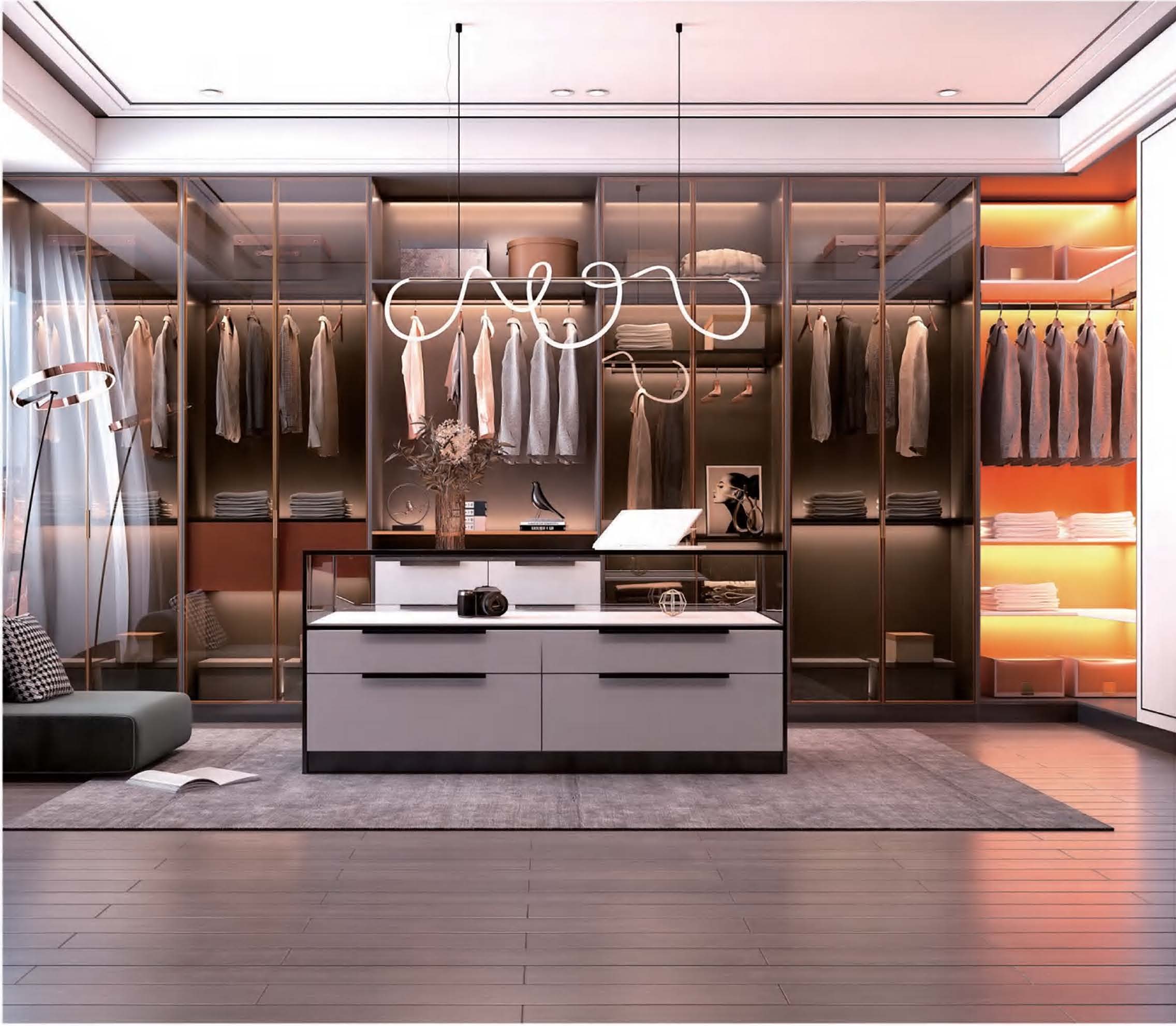 Luxury Glass Walk-In Wardrobe
